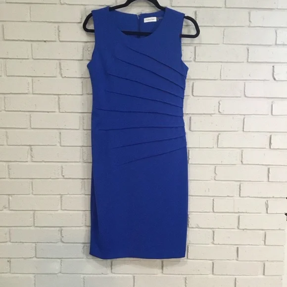 Calvin Klein Brilliant Blue Sleeveless Sheath Dress.  Size 6. - Picture 2 of 10